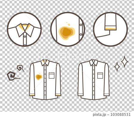 洋服　汚れのイメージ　シンプルな線画イラスト素材 103088531