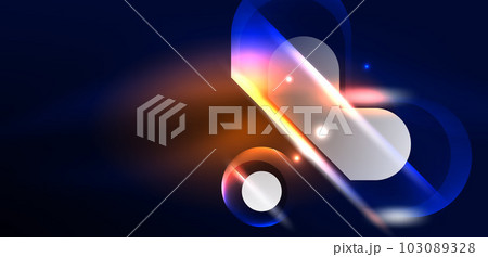Abstract background glowing neon light geometric shapes. Space cosmic or magic energy vector wallpaper For Wallpaper, Banner, Background, Card, Book Illustration, landing page 103089328