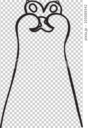 Cute cat paw hand gesture finger doodle outline love heart sign cartoon doodle hand drawing  103089342