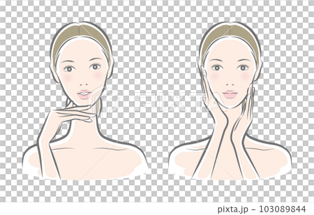 一個女人做皮膚護理的矢量圖 一個女人做皮膚護理的矢量圖 103089844