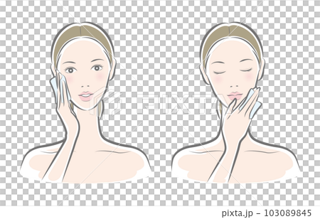 一個女人做皮膚護理的矢量圖 103089845