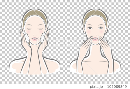 スキンケアをしている女性のベクター イラスト 103089849