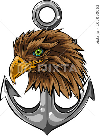 vector illustration of Eagle with Anchor on white background. digital draw 103090063