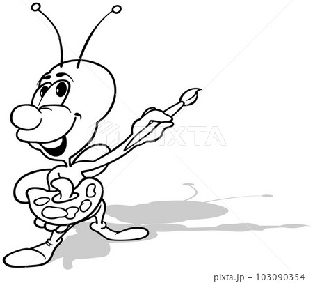Drawing of a Beetle with a Brush Drawing of a Beetle with a Brush 103090354