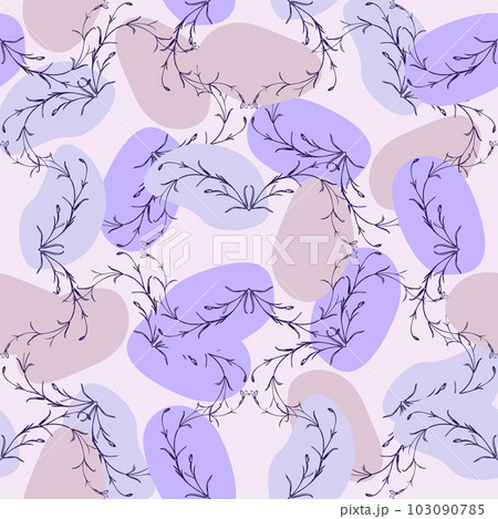 Botanical hand drawn floral seamless pattern. Vintage wildflower plant. Pastel abstract background. Creative style. Graphic design wallpaper, packaging, wedding invitation, banner Vector illustration Botanical hand drawn floral seamless pattern. Vintage wildflower plant. Pastel abstract background. Creative style. Graphic design wallpaper, packaging, wedding invitation, banner Vector illustration 103090785