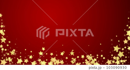 Magic stars vector overlay. Gold stars scattered around randomly, falling down, floating. Chaotic dreamy childish overlay template. Vector magic overlay on red background. Magic stars vector overlay. Gold stars scattered around randomly, falling down, floating. Chaotic dreamy childish overlay template. Vector magic overlay on red background. 103090930
