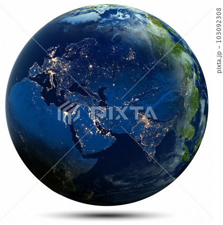 Planet Earth city lights white isolated Planet Earth city lights white isolated 103092308