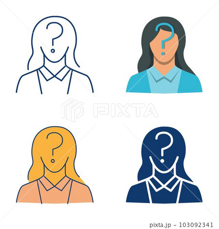 Unknown woman icon set in flat and line style 103092341