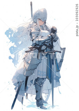 水彩風ファンタジーイラスト 水彩風イラスト：ファンタジー女性アートのイラスト素材 [103092926