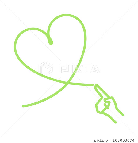 指で描いた緑色のハートのイラスト 指で描いた緑色のハートのイラスト 103093074