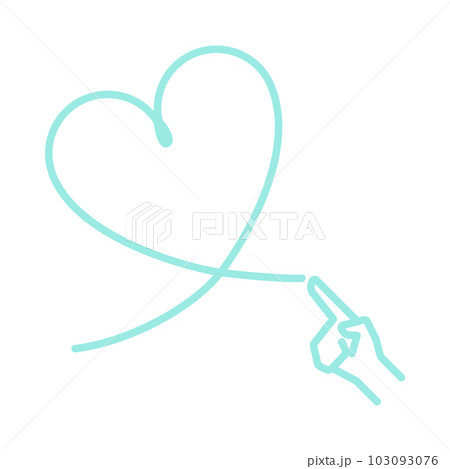 指で描いた水色のハートのイラスト 指で描いた水色のハートのイラスト 103093076