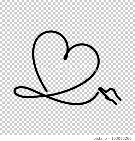 指で描いた黒色のハートのイラスト 103093266