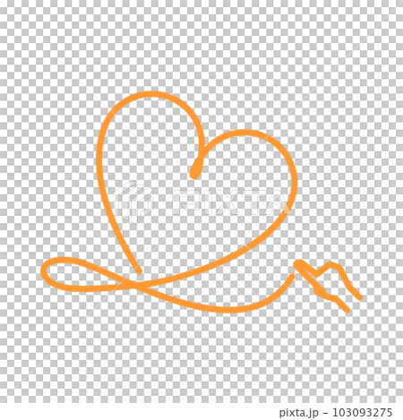 用手指繪製的橙色心形插圖 用手指繪製的橙色心形插圖 103093275