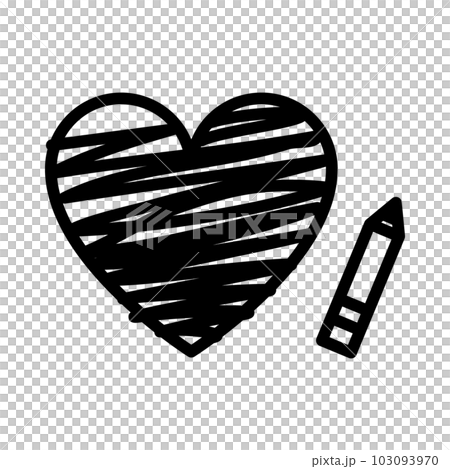 Illustration of heart and pencil like black graffiti 103093970