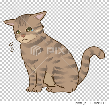 トラ猫イラストのキャットフード トラ猫と皿に入ったキャットフード のイラスト素材 [63310542