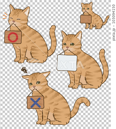 Cat holding a signboard (brown tiger, short hair) Cat holding a signboard (brown tiger, short hair) 103094150