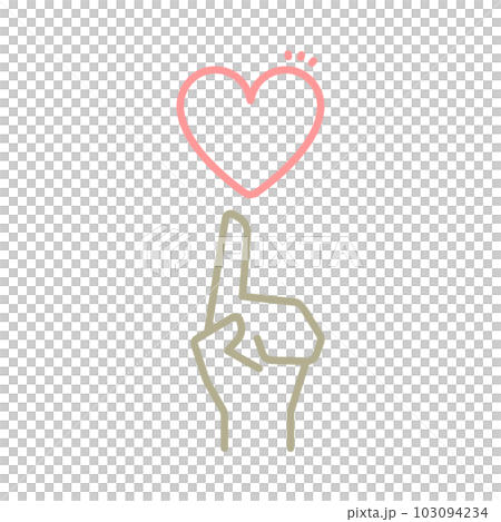 人差し指の上に浮かぶ桃色のハートのイラスト 103094234