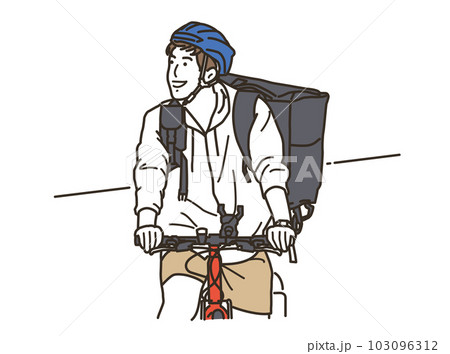 自転車でフードデリバリーをする男性配達員 103096312