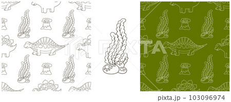 Dinosaurs of the Jurassic period. Coloring Set dinosaurs seamless pattern Dinosaurs of the Jurassic period. Coloring Set dinosaurs seamless pattern 103096974