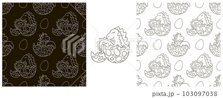 Dinosaurs of the Jurassic period. Coloring Set dinosaurs seamless pattern 103097038