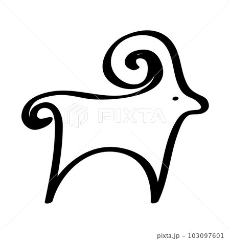 Vector Stylized Ram Illustration Isolated On White Background. Tribal style design element. Vector Stylized Ram Illustration Isolated On White Background. Tribal style design element. 103097601