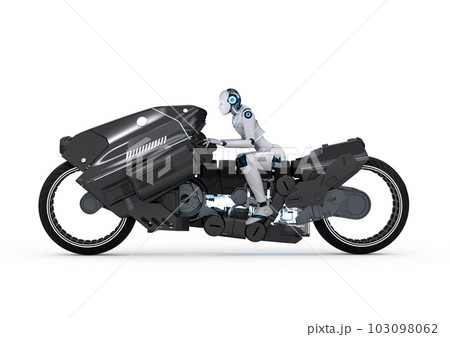 Racing technology with robot riding on motorbike with speed 103098062