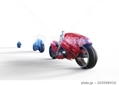 Leadership concept with robot move faster than others 103098418