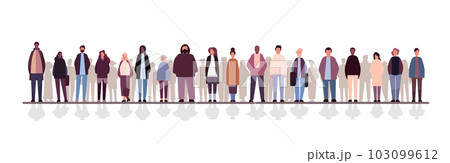 multiethnic people group mix race men women crowd in casual clothes standing together on white background 103099612