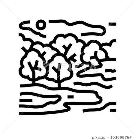 foggy morning autumn season line icon vector illustration 103099767