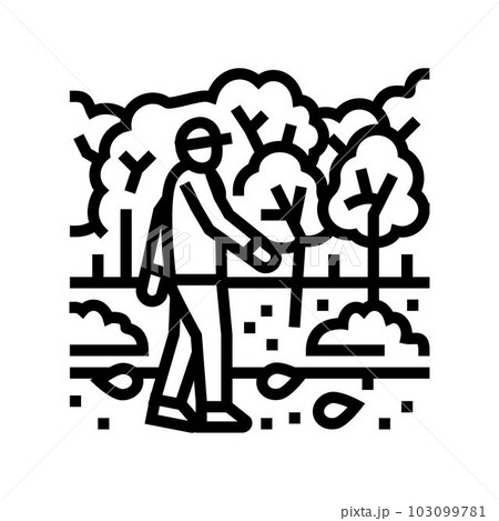 forest walk autumn season line icon vector illustration 103099781