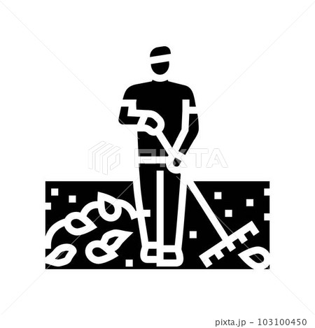 raking leaves autumn season glyph icon vector illustration 103100450