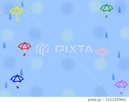 カラフルな傘と雨粒背景 103100960