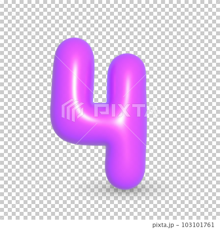 Luxury lilac balloon digit four. 3d realistic design element. For Happy Birthday. Luxury lilac balloon digit four. 3d realistic design element. For Happy Birthday. 103101761