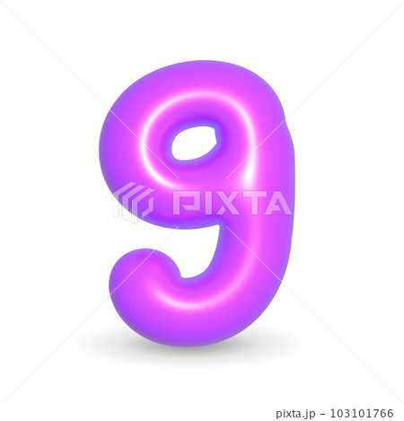 Luxury mauve balloon number nine. 3d realistic illustration. For Happy Birthday. Luxury mauve balloon number nine. 3d realistic illustration. For Happy Birthday. 103101766