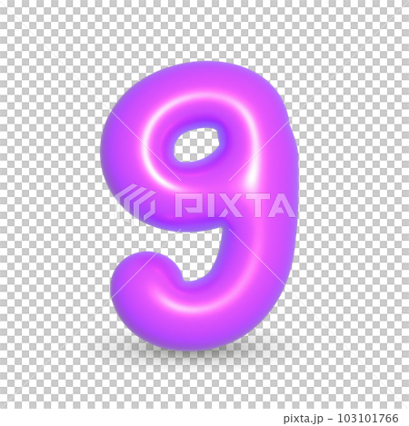 Luxury mauve balloon number nine. 3d realistic illustration. For Happy Birthday. Luxury mauve balloon number nine. 3d realistic illustration. For Happy Birthday. 103101766