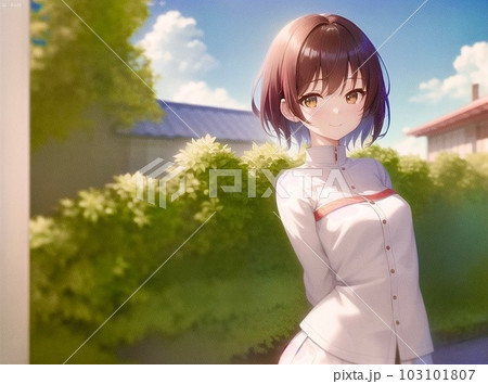 オリジナル 【汎用立ち絵素材サンプル】黒髪セーラー服少女