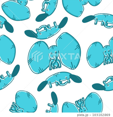 Elephants seamless pattern in different situations in cartoon flat style 103102869