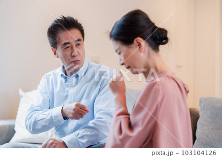 家で喧嘩をするシニアの夫婦 103104126