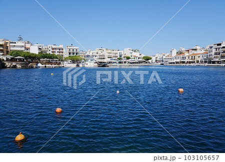 View to lake Voulismeni in Agios Nikolaos, Crete island, Greece 103105657
