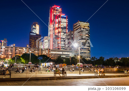 ソウル　夜の汝矣島漢江公園　※一部ソフトフォーカス 103106099