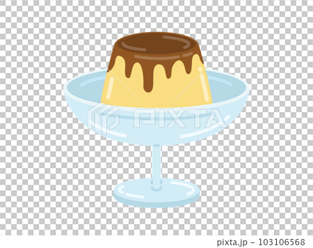 甜點杯上焦糖布丁的插圖 103106568