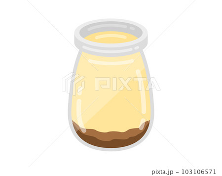 瓶に入った、カスタードプリンのイラスト 103106571