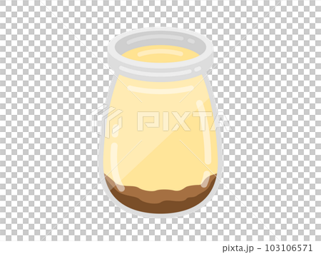 瓶に入った、カスタードプリンのイラスト 103106571