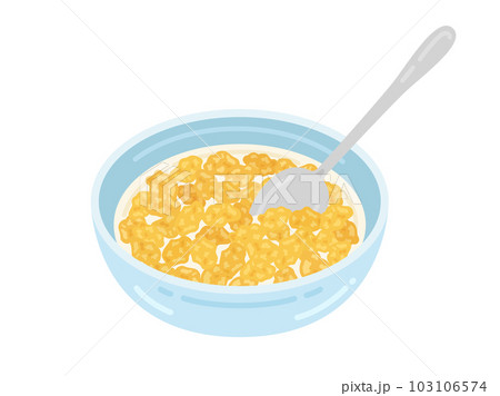 牛乳をかけた、コーンフレークのイラスト 103106574