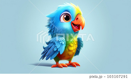 Colorful parrot, cartoon illustration - generative AI, AI generated 103107291