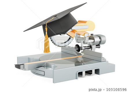 Table circular saw with graduation hat. 3D rendering Table circular saw with graduation hat. 3D rendering 103108596