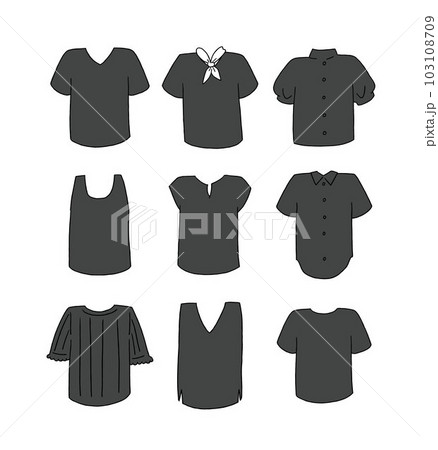 黒の半袖の服のイラストセット 103108709