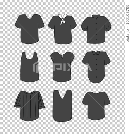 插圖集黑色短袖衣服 103108709