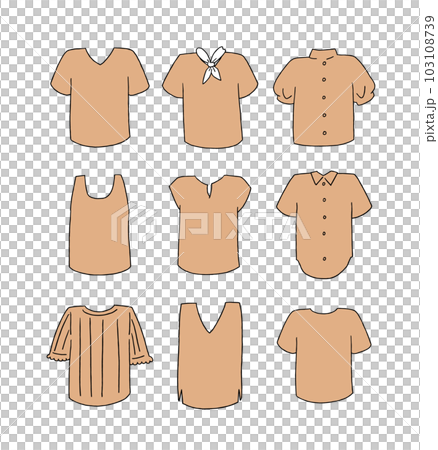 オレンジの半袖の服のイラストセット オレンジの半袖の服のイラストセット 103108739