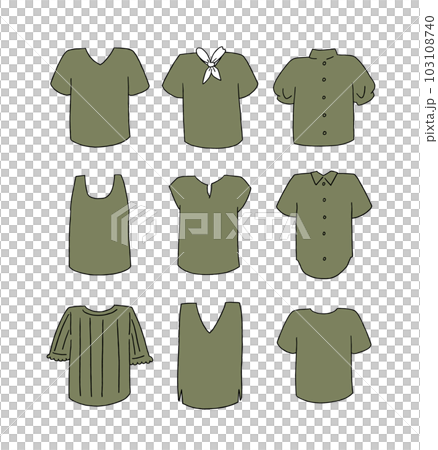 插畫套橄欖色短袖衣服 插畫套橄欖色短袖衣服 103108740